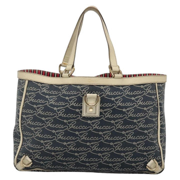 GUCCI Abbey Tote Bag Canvas Navy Gold 141472 Auth 136452 - 0
