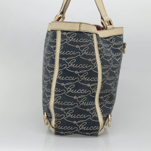 GUCCI Abbey Tote Bag Canvas Navy Gold 141472 Auth 136452