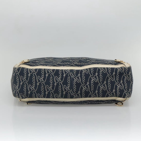 GUCCI Abbey Tote Bag Canvas Navy Gold 141472 Auth 136452