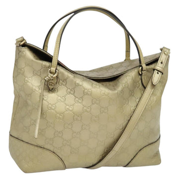 GUCCI GG Canvas Guccissima Hand Bag Leather 2way Gold 353120 Auth 136453