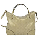 GUCCI GG Canvas Guccissima Hand Bag Leather 2way Gold 353120 Auth 136453-2