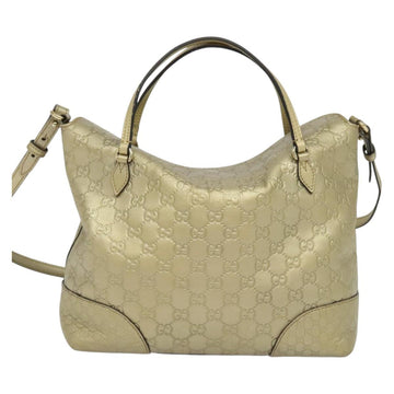 GUCCI GG Canvas Guccissima Hand Bag Leather 2way Gold 353120 Auth 136453 - 0