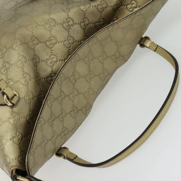 GUCCI GG Canvas Guccissima Hand Bag Leather 2way Gold 353120 Auth 136453