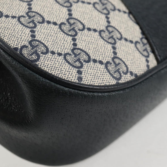 GUCCI GG Supreme Sherry Line Shoulder Bag PVC Navy Gold 72 02 024 Auth 136472