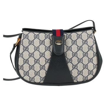 GUCCI GG Supreme Sherry Line Shoulder Bag PVC Navy Gold 72 02 024 Auth 136472 - 0