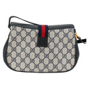 GUCCI GG Supreme Sherry Line Shoulder Bag PVC Navy Gold 72 02 024 Auth 136472-3