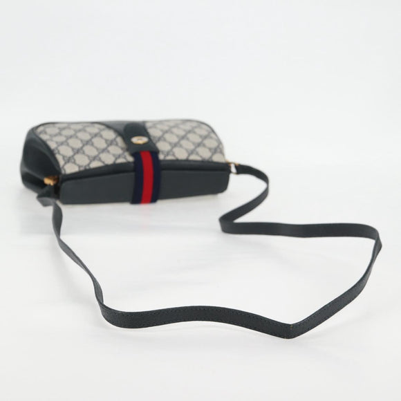 GUCCI GG Supreme Sherry Line Shoulder Bag PVC Navy Gold 72 02 024 Auth 136472