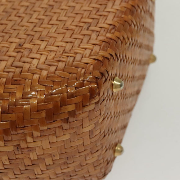 Salvatore Ferragamo Straw Bag Hand Bag Raffia Brown Gold Auth 136476