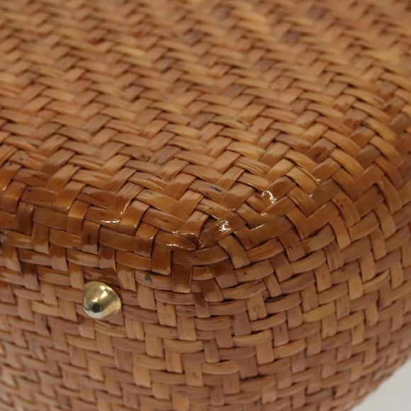 Salvatore Ferragamo Straw Bag Hand Bag Raffia Brown Gold Auth 136476