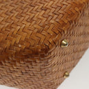 Salvatore Ferragamo Straw Bag Hand Bag Raffia Brown Gold Auth 136476-12