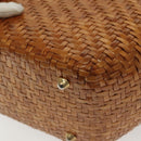 Salvatore Ferragamo Straw Bag Hand Bag Raffia Brown Gold Auth 136476-13