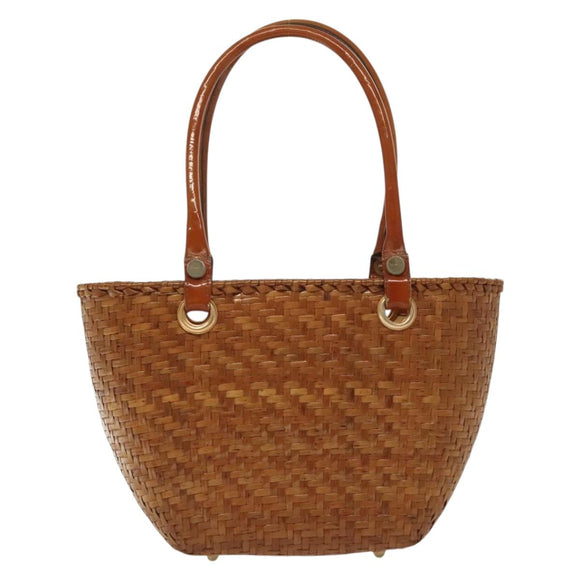 Salvatore Ferragamo Straw Bag Hand Bag Raffia Brown Gold Auth 136476