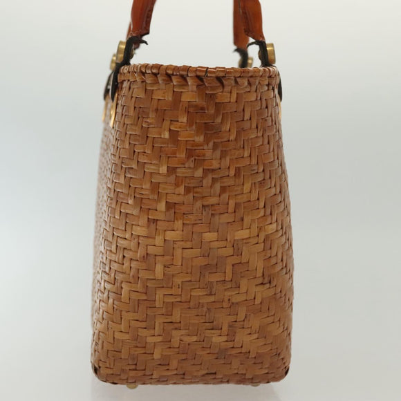 Salvatore Ferragamo Straw Bag Hand Bag Raffia Brown Gold Auth 136476