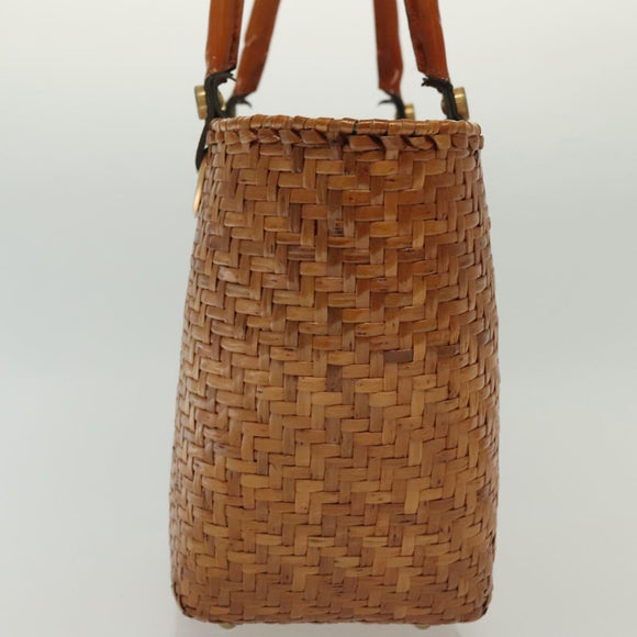 Salvatore Ferragamo Straw Bag Hand Bag Raffia Brown Gold Auth 136476