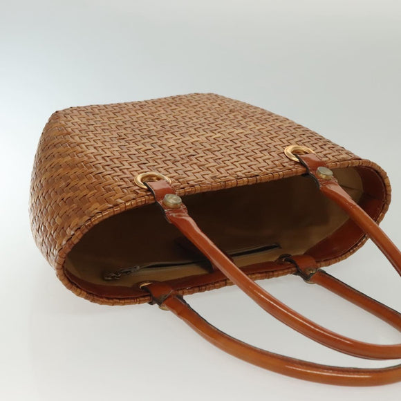 Salvatore Ferragamo Straw Bag Hand Bag Raffia Brown Gold Auth 136476
