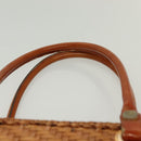 Salvatore Ferragamo Straw Bag Hand Bag Raffia Brown Gold Auth 136476-8