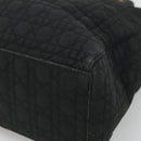 Christian Dior Lady Dior Canage Hand Bag Nylon Black Gold Auth 136477-10