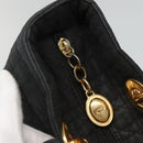 Christian Dior Lady Dior Canage Hand Bag Nylon Black Gold Auth 136477-15