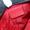 Christian Dior Lady Dior Canage Hand Bag Nylon Black Gold Auth 136477-16