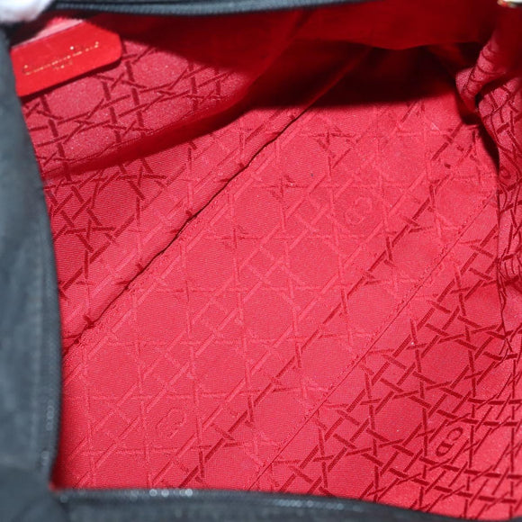 Christian Dior Lady Dior Canage Hand Bag Nylon Black Gold Auth 136477