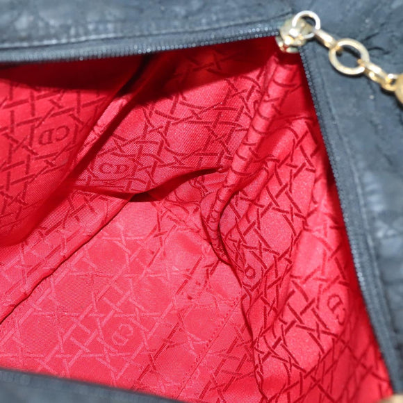 Christian Dior Lady Dior Canage Hand Bag Nylon Black Gold Auth 136477