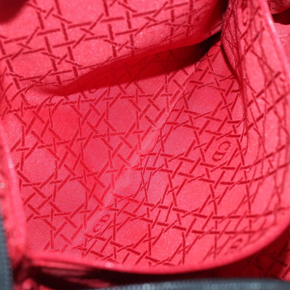 Christian Dior Lady Dior Canage Hand Bag Nylon Black Gold Auth 136477