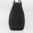 Christian Dior Lady Dior Canage Hand Bag Nylon Black Gold Auth 136477-4