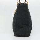 Christian Dior Lady Dior Canage Hand Bag Nylon Black Gold Auth 136477-5