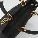Christian Dior Lady Dior Canage Hand Bag Nylon Black Gold Auth 136477-6
