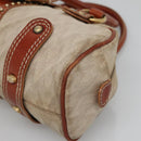 VALENTINO Hand Bag Canvas Gold Beige Auth 136492-9