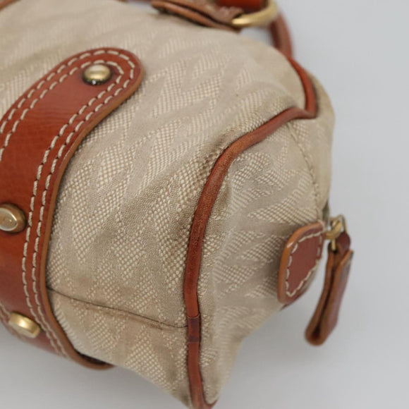 VALENTINO Hand Bag Canvas Gold Beige Auth 136492