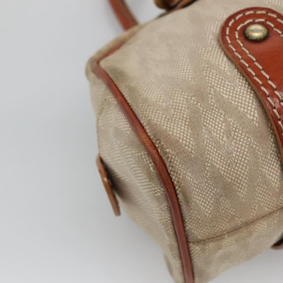 VALENTINO Hand Bag Canvas Gold Beige Auth 136492