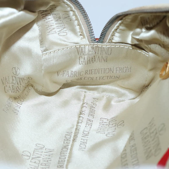 VALENTINO Hand Bag Canvas Gold Beige Auth 136492