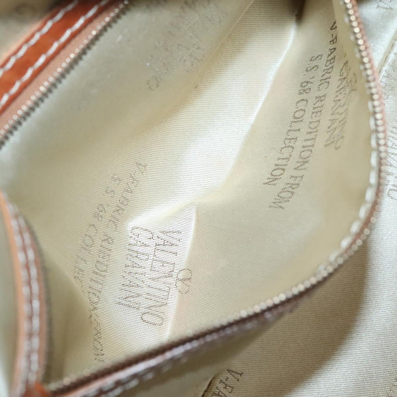 VALENTINO Hand Bag Canvas Gold Beige Auth 136492