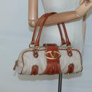 VALENTINO Hand Bag Canvas Gold Beige Auth 136492-20
