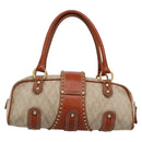 VALENTINO Hand Bag Canvas Gold Beige Auth 136492-2