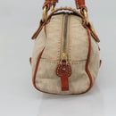 VALENTINO Hand Bag Canvas Gold Beige Auth 136492-3