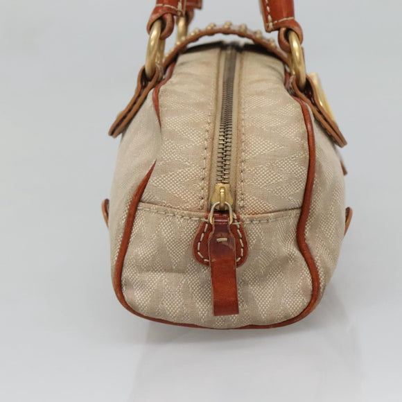VALENTINO Hand Bag Canvas Gold Beige Auth 136492