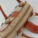 VALENTINO Hand Bag Canvas Gold Beige Auth 136492-6