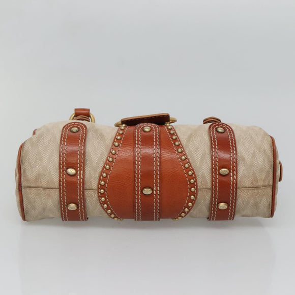 VALENTINO Hand Bag Canvas Gold Beige Auth 136492