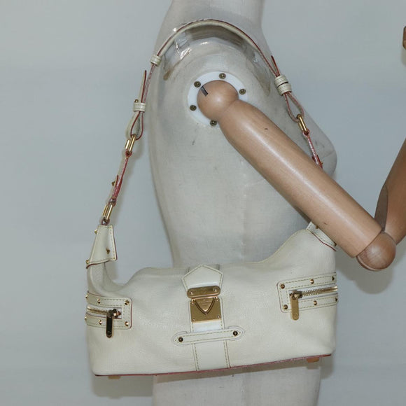 LOUIS VUITTON Suhari Ampheteu Shoulder Bag Leather White M91858 LV Auth 136527
