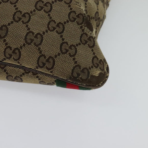 GUCCI GG Canvas Web Sherry Line Shoulder Bag Beige Gold Red 144388 Auth 136530