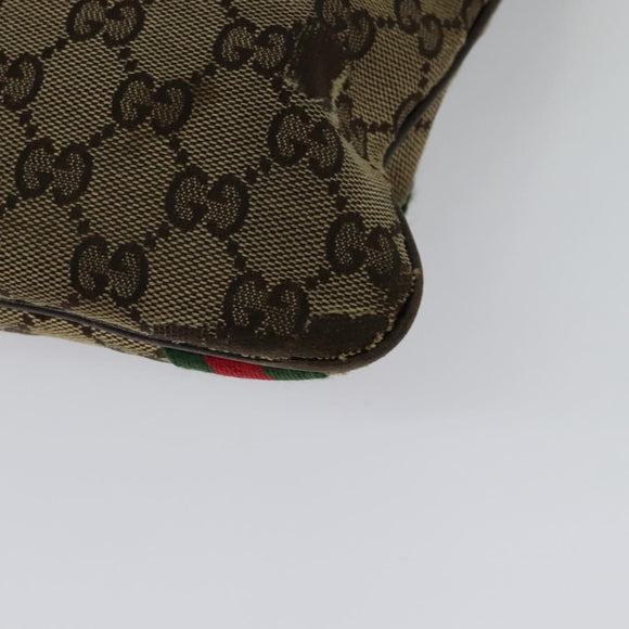 GUCCI GG Canvas Web Sherry Line Shoulder Bag Beige Gold Red 144388 Auth 136530