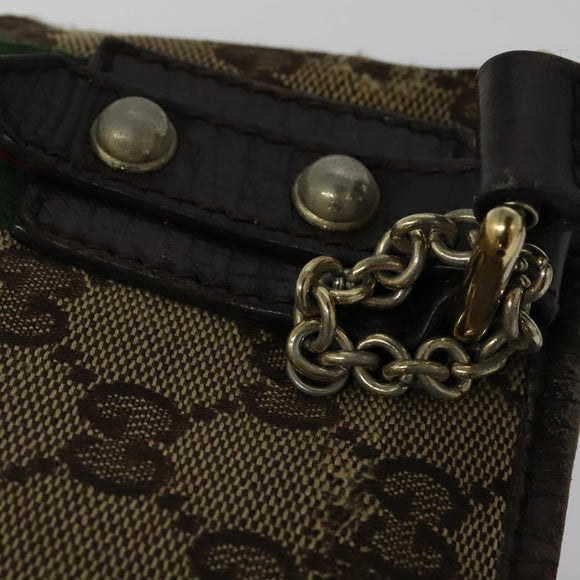 GUCCI GG Canvas Web Sherry Line Shoulder Bag Beige Gold Red 144388 Auth 136530