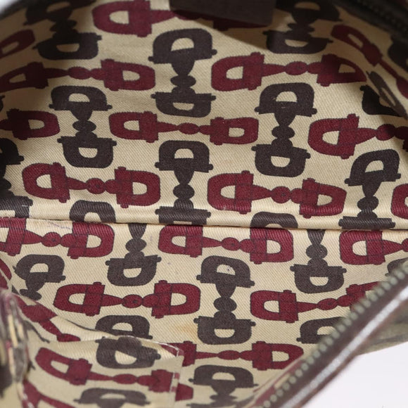 GUCCI GG Canvas Web Sherry Line Shoulder Bag Beige Gold Red 144388 Auth 136530