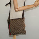 GUCCI GG Canvas Web Sherry Line Shoulder Bag Beige Gold Red 144388 Auth 136530-21