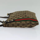 GUCCI GG Canvas Web Sherry Line Shoulder Bag Beige Gold Red 144388 Auth 136530-3