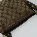 GUCCI GG Canvas Web Sherry Line Shoulder Bag Beige Gold Red 144388 Auth 136530-6