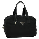 PRADA Boston Bag Nylon Black Silver Auth 136533-1