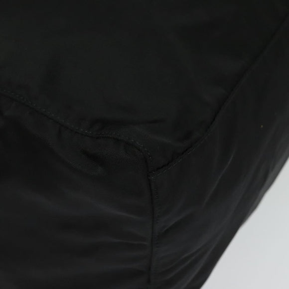 PRADA Boston Bag Nylon Black Silver Auth 136533